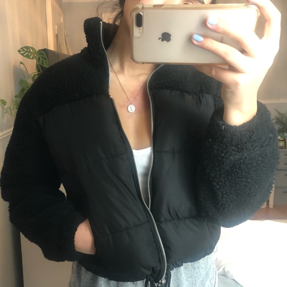 Black Forever 21 Puffer Jacket